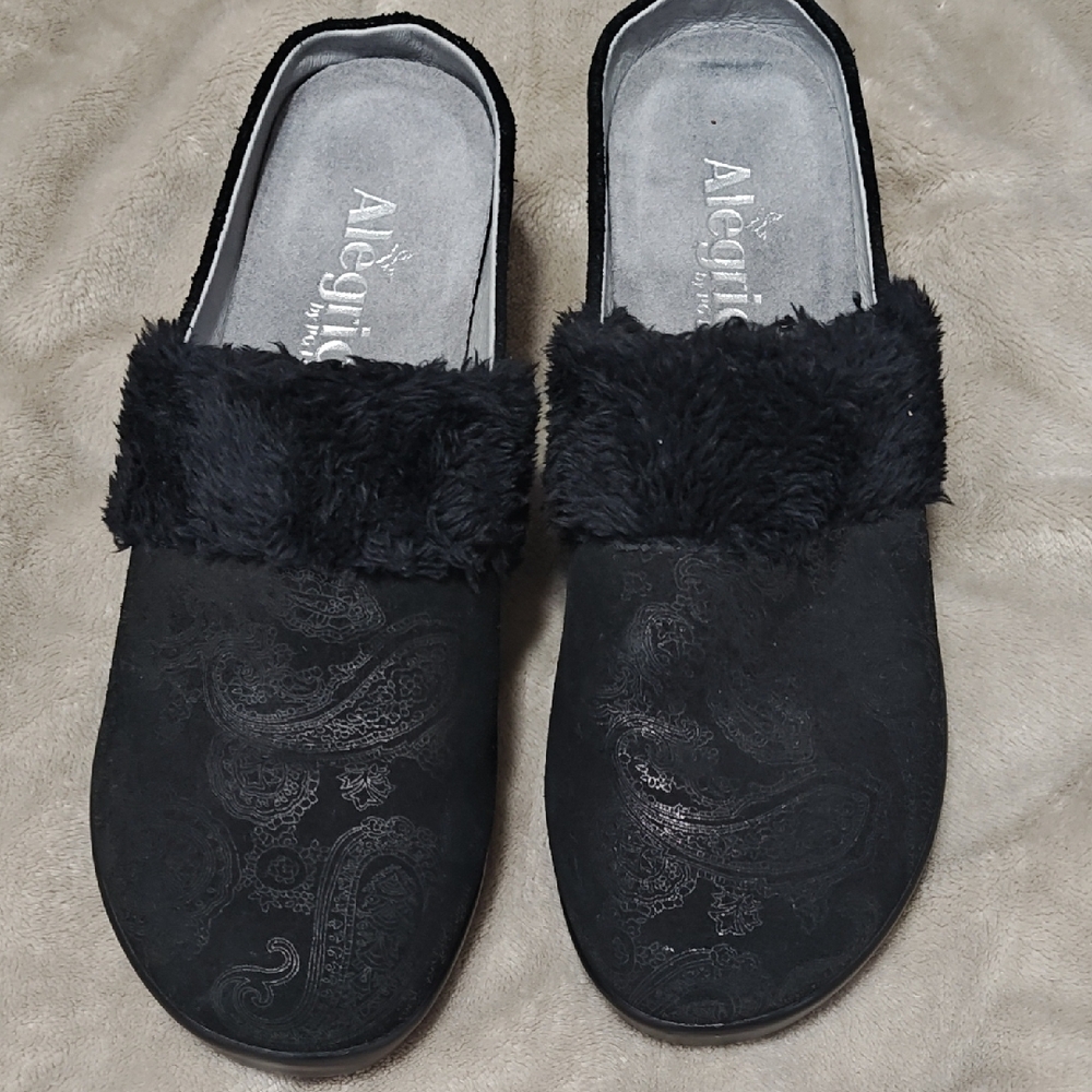Alegria Isabelle Black Beauty Mules Women's Fur-Lined Shoes size 38/7.5-8 - Picture 4 of 11